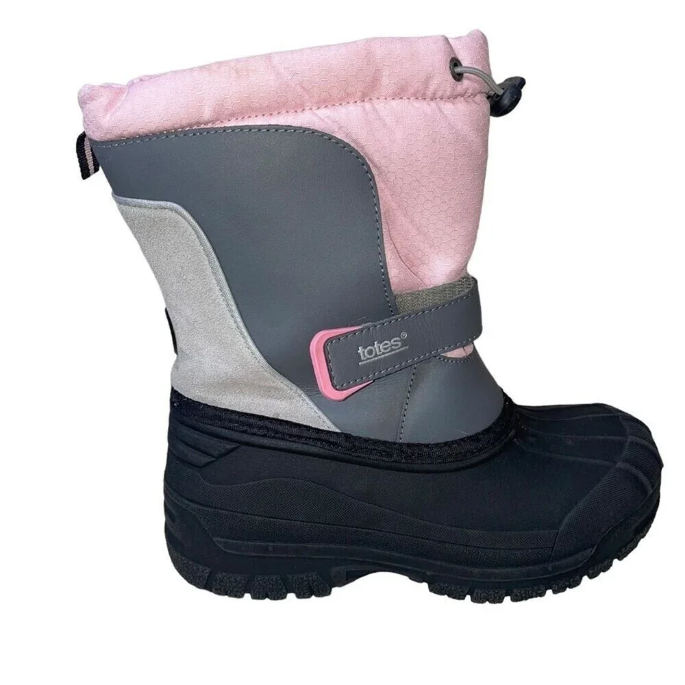Totes brand pink & gray women's duck toe warm winter boots SZ 5 snow sledding